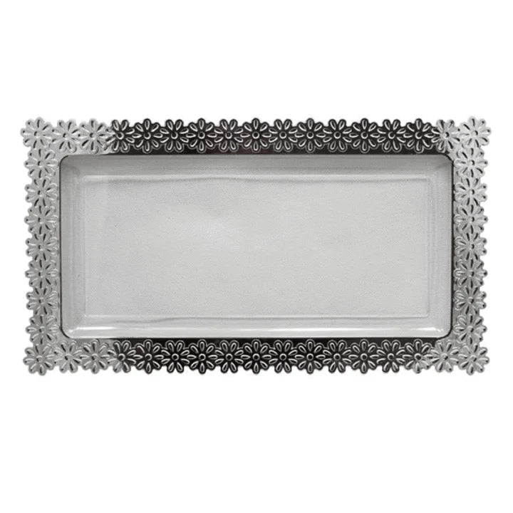 8 In. x 15 In. Silver Edged Flower Tray - 2 Ct.