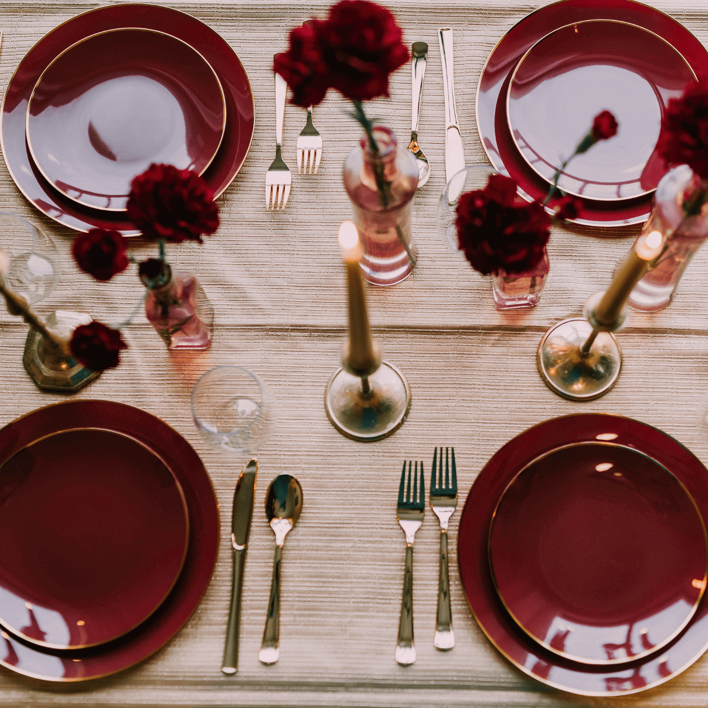8" Classic Burgundy Design Plates (10)
