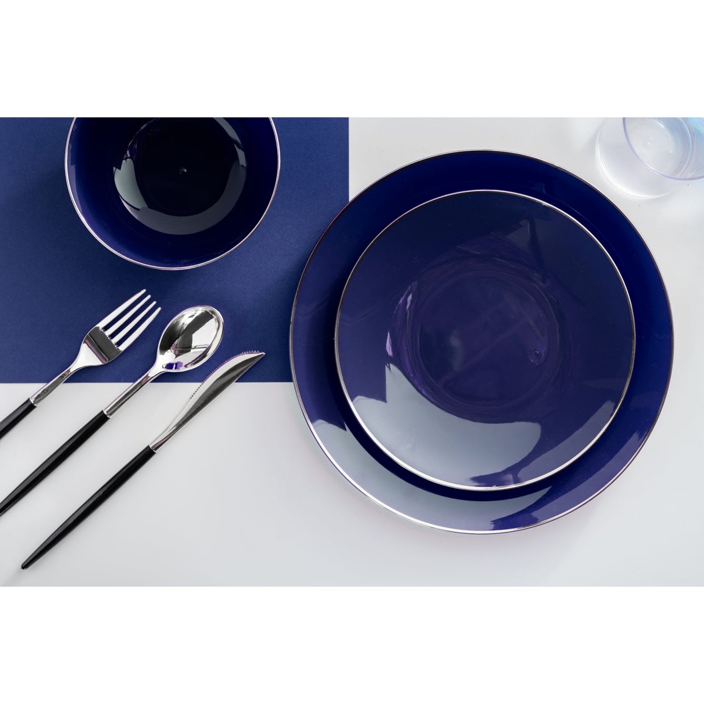 Classic Navy Design Plastic Bowls - 10 Ct.
