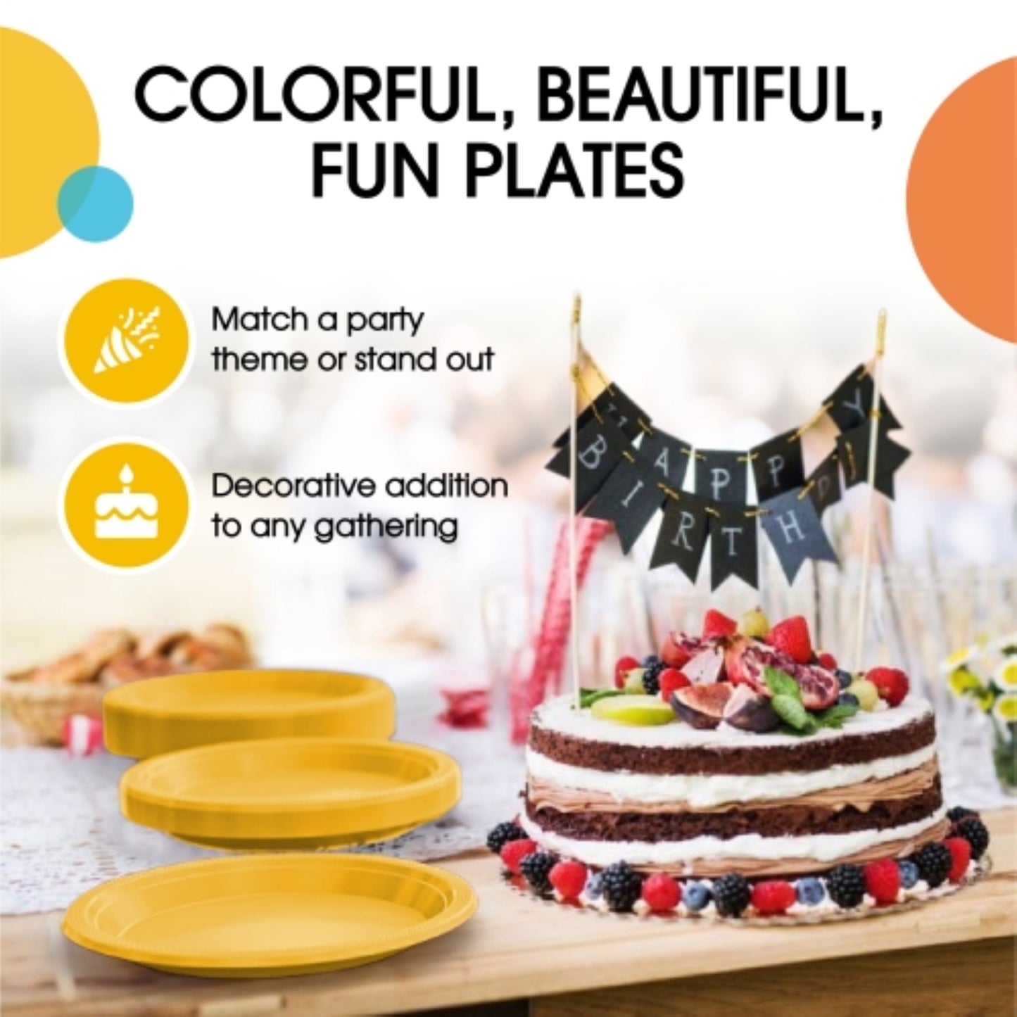 9 In. Yellow Plastic Plates - 50 Ct.