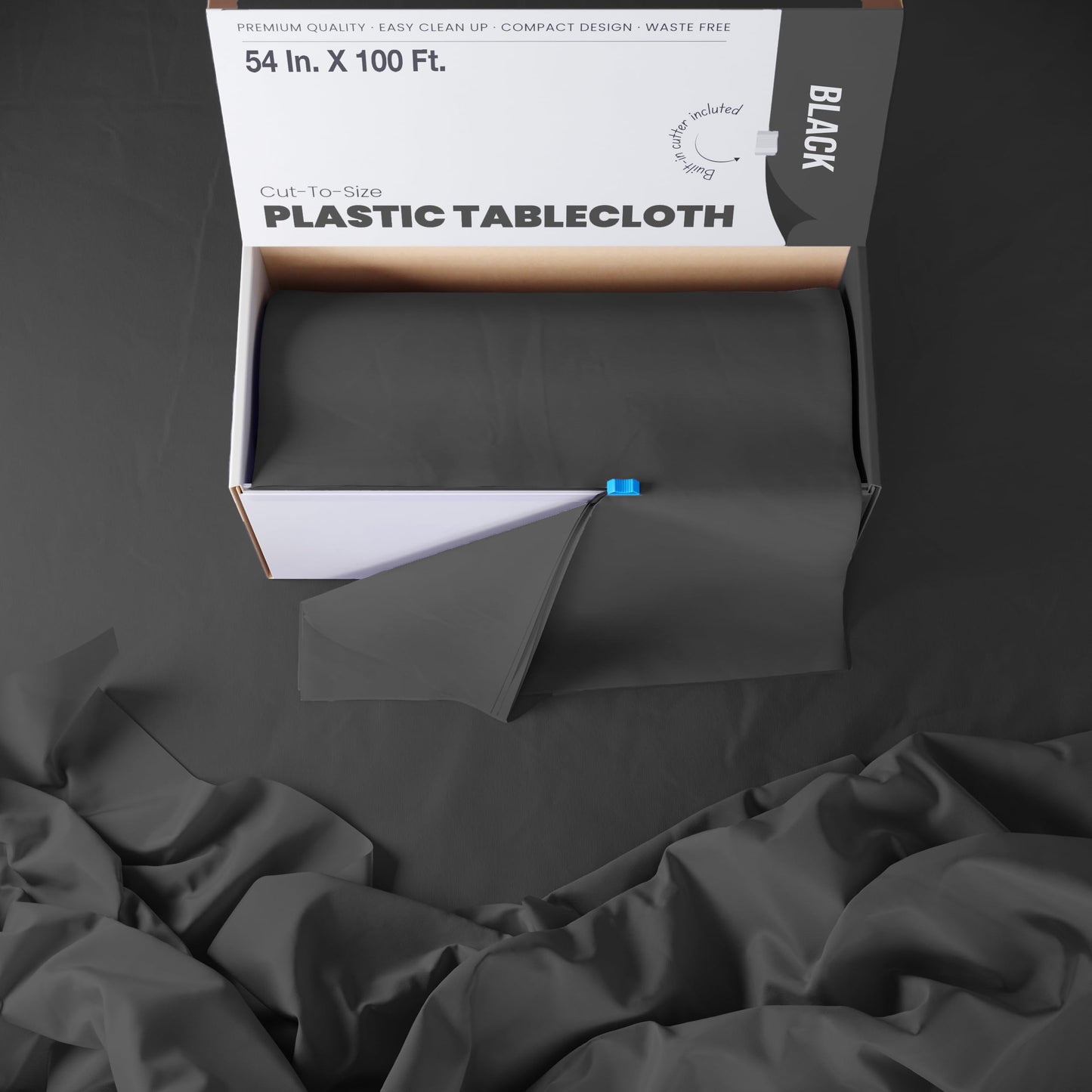 54" X 100' Select A Size Table Cover - Black