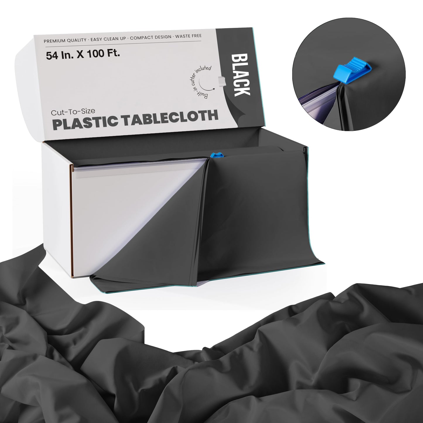 54" X 100' Select A Size Table Cover - Black