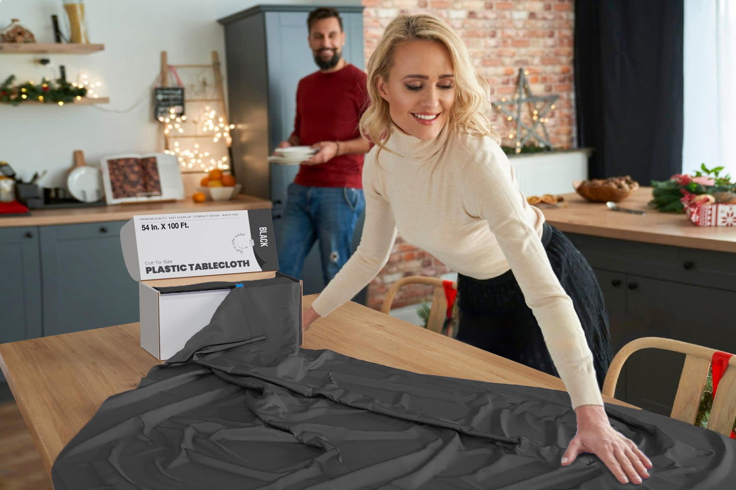 54" X 100' Select A Size Table Cover - Black
