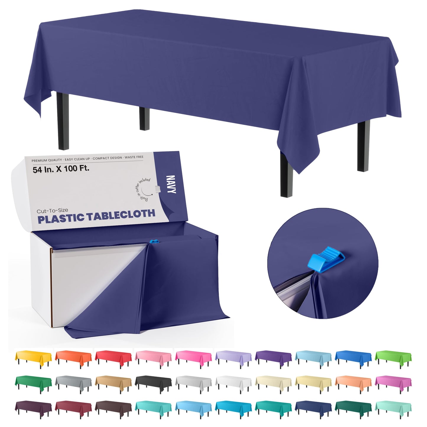 54" X 100' Select A Size Table Cover - Navy