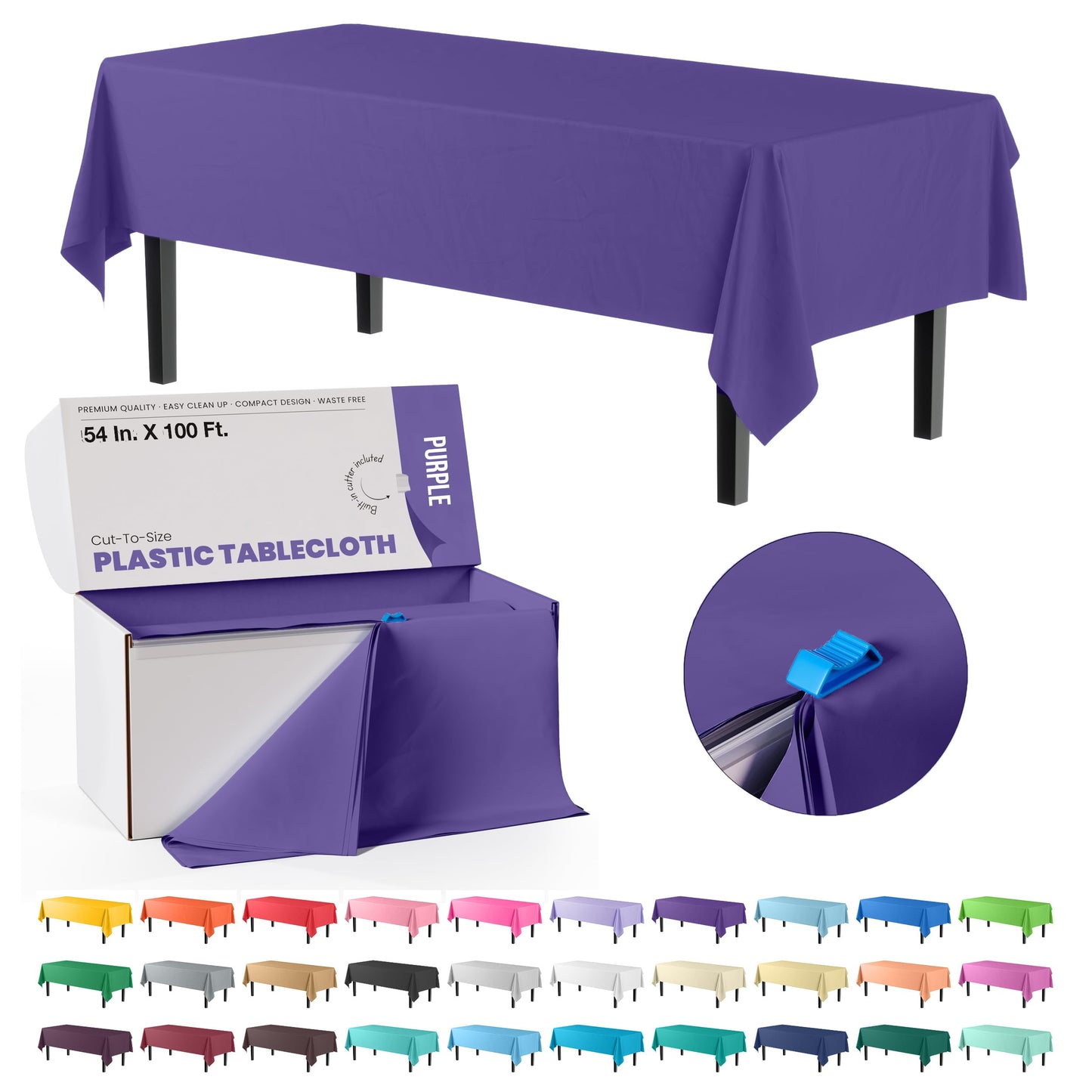 54" X 100' Select A Size Table Cover - Purple