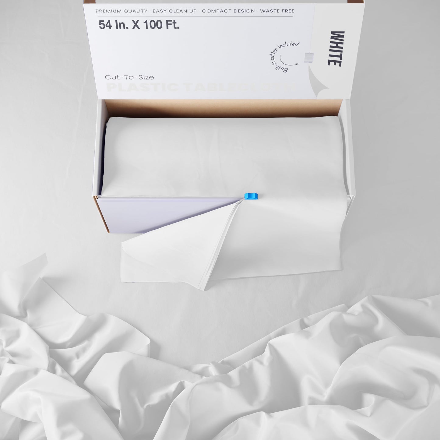 54" X 100' Select A Size Table Cover - White