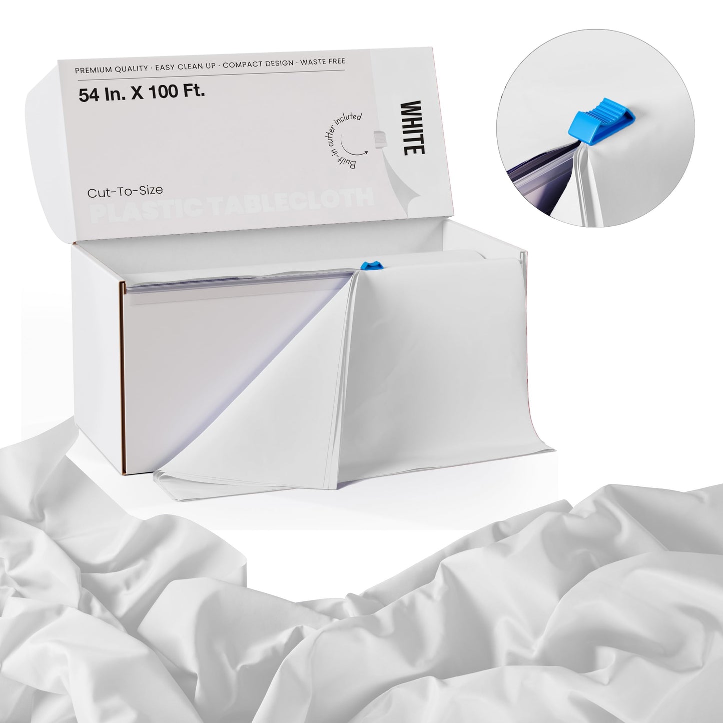 54" X 100' Select A Size Table Cover - White