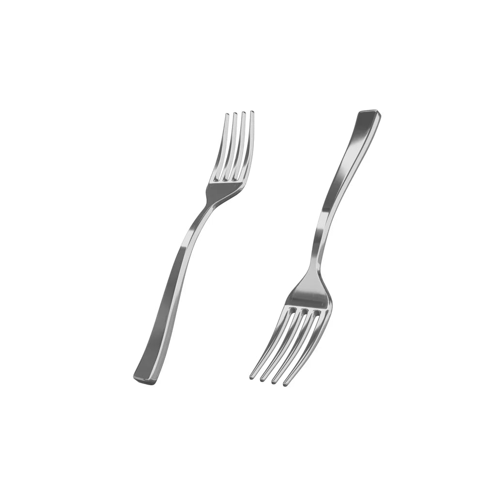 Exquisite Classic Silver Plastic Tasting Forks - 100 Ct.