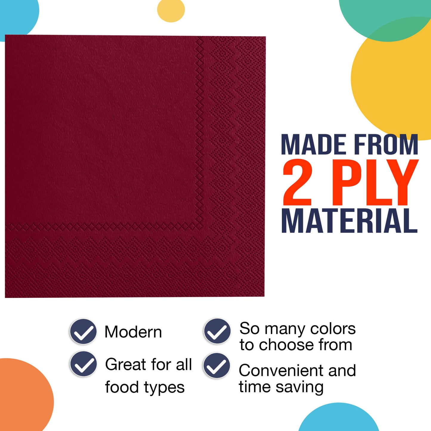 Burgundy Luncheon Napkins - 50 Ct.