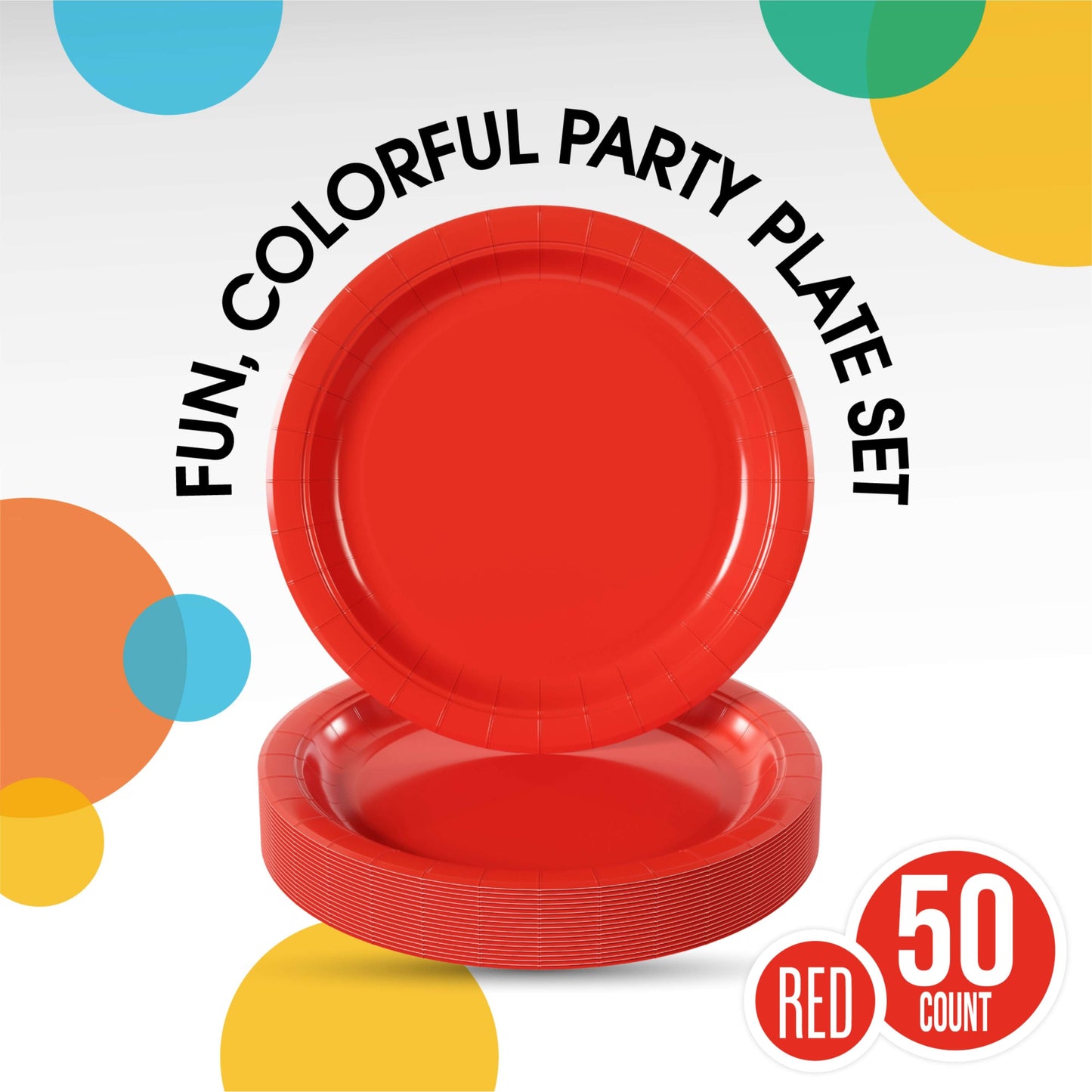 7 In. Red Paper Plates - 50 Ct.