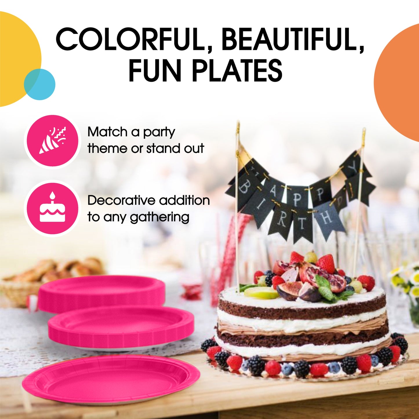 9 In. Cerise Paper Plates - 100 Ct.