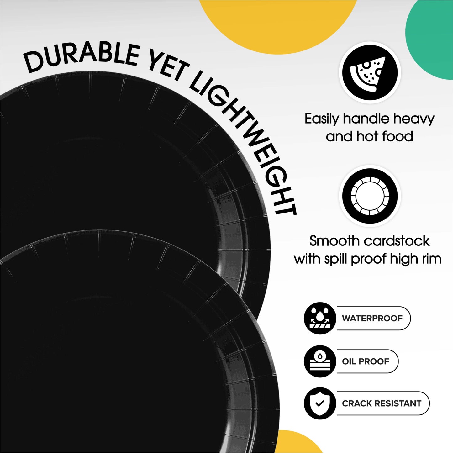 10 In. Black Paper Plates - 100 Ct.