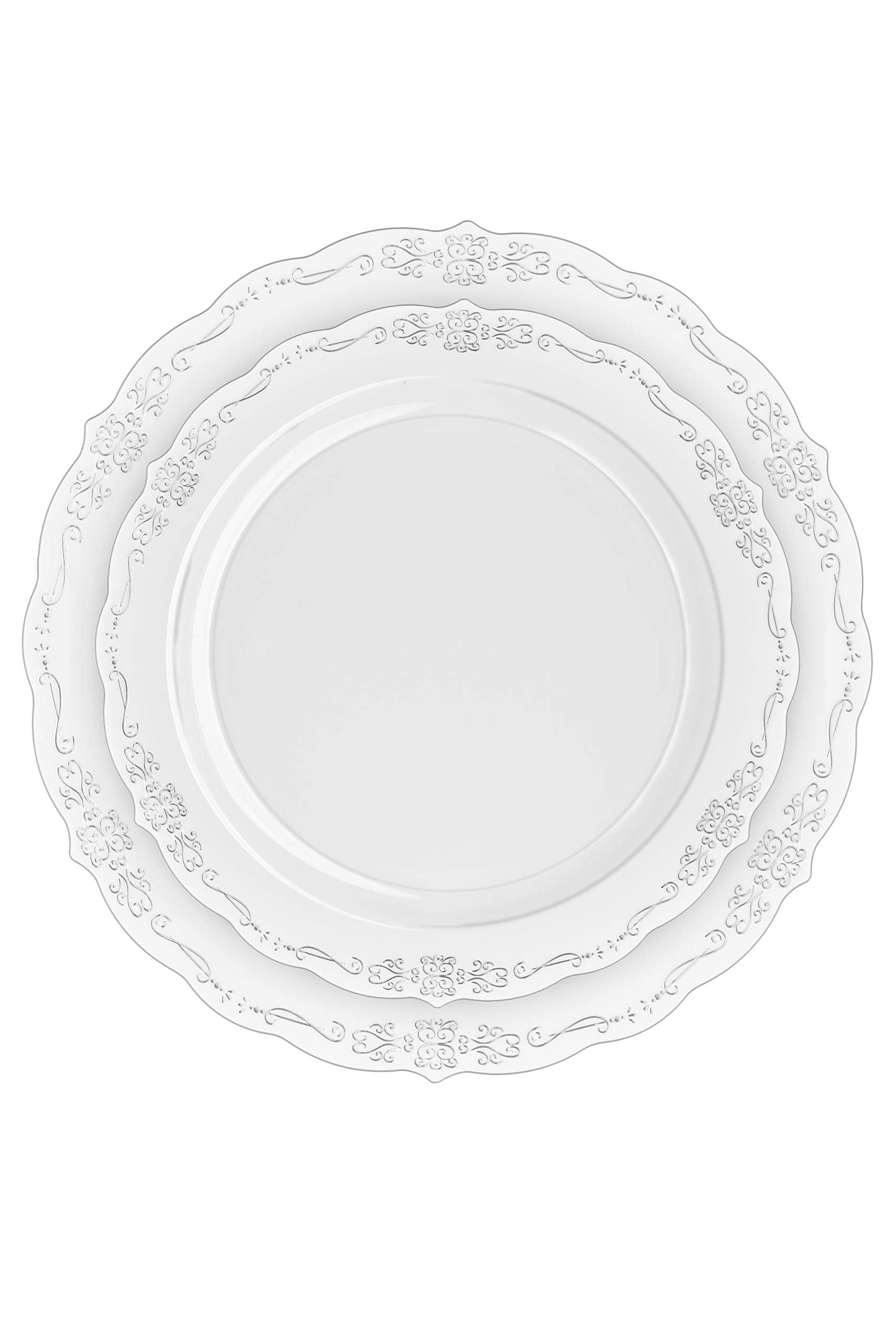 7.5 In. Clear Victorian Design Plates - 20 Ct.