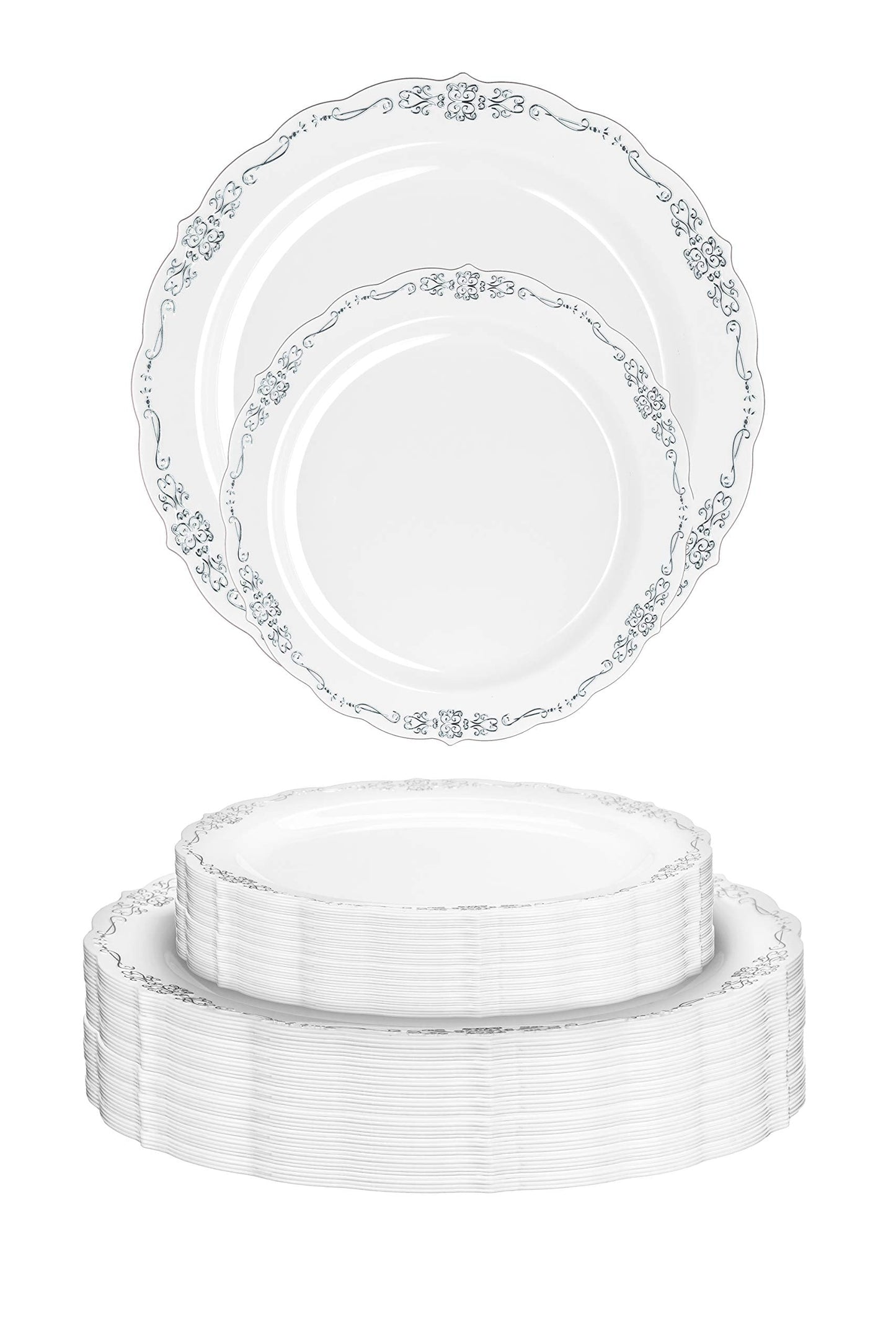 7.5 In. Grey/Silver Victorian Design Plates - 20 Ct.