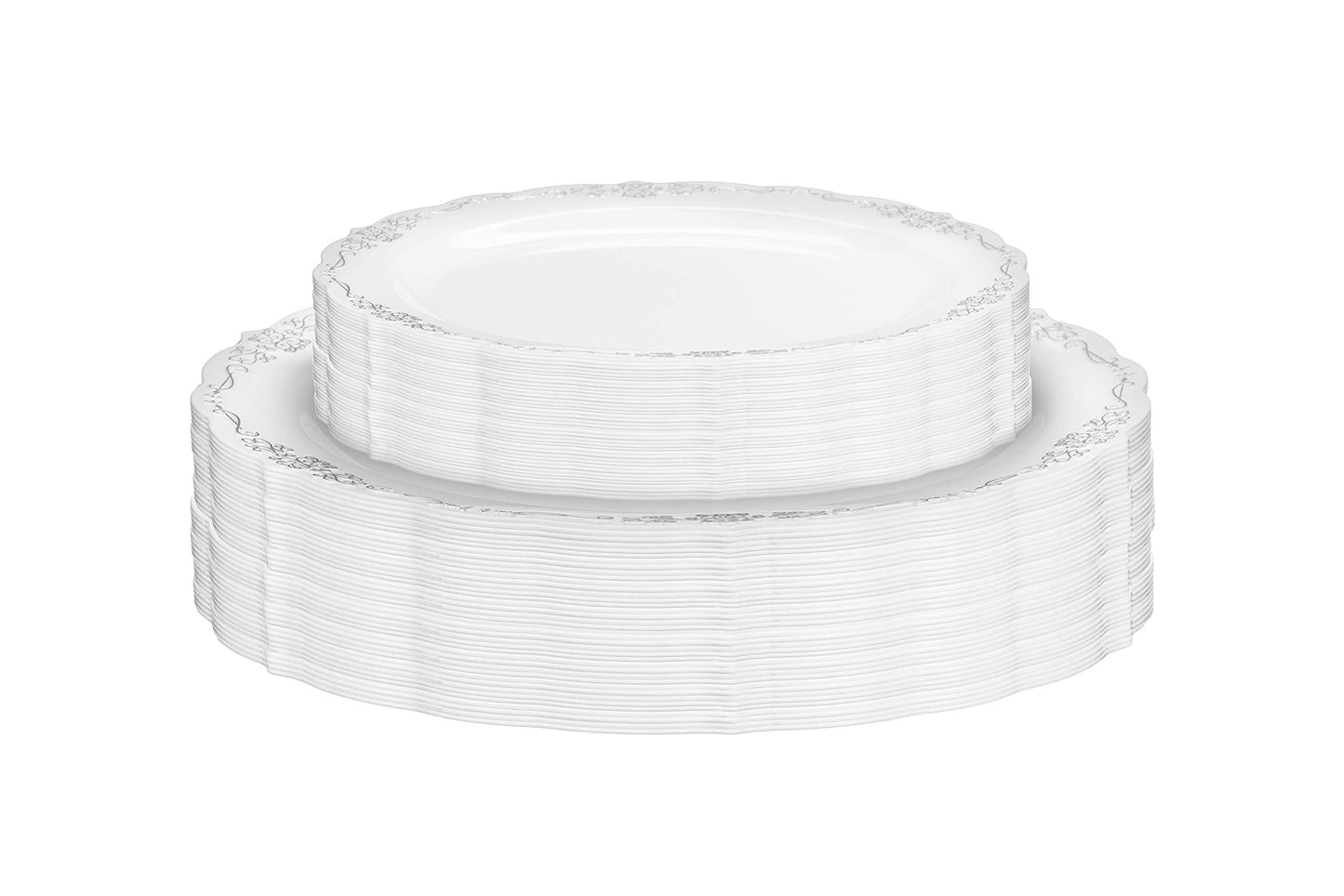 7.5 In. Grey/Silver Victorian Design Plates - 20 Ct.