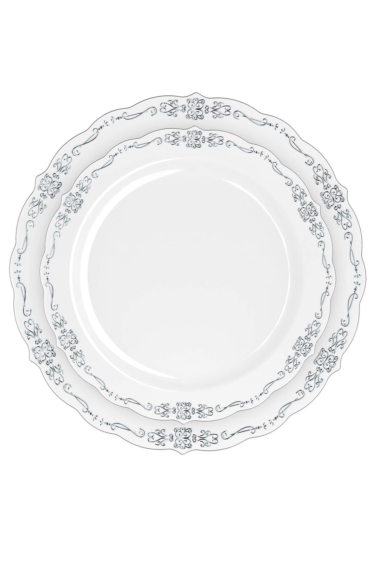 7.5 In. Grey/Silver Victorian Design Plates - 20 Ct.