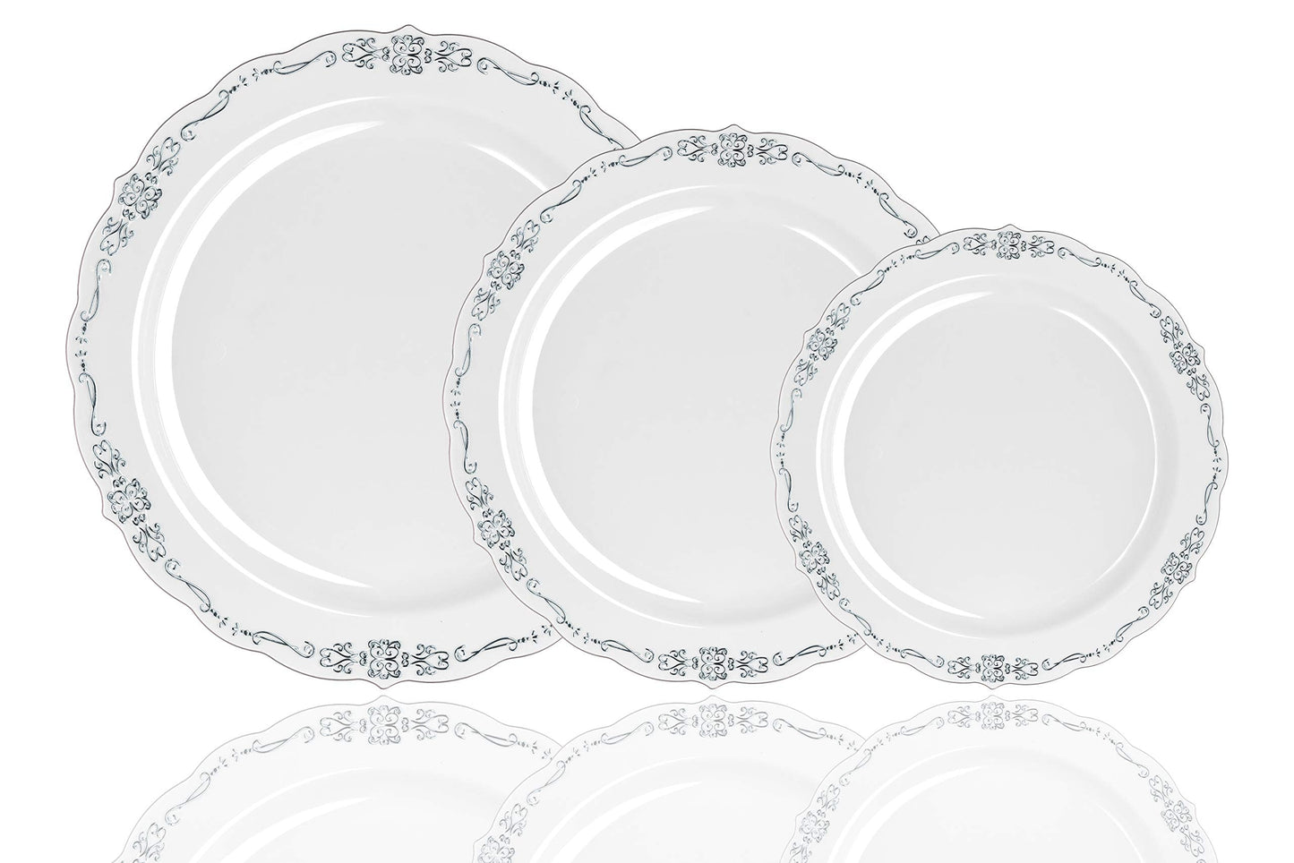 7.5 In. Grey/Silver Victorian Design Plates - 20 Ct.