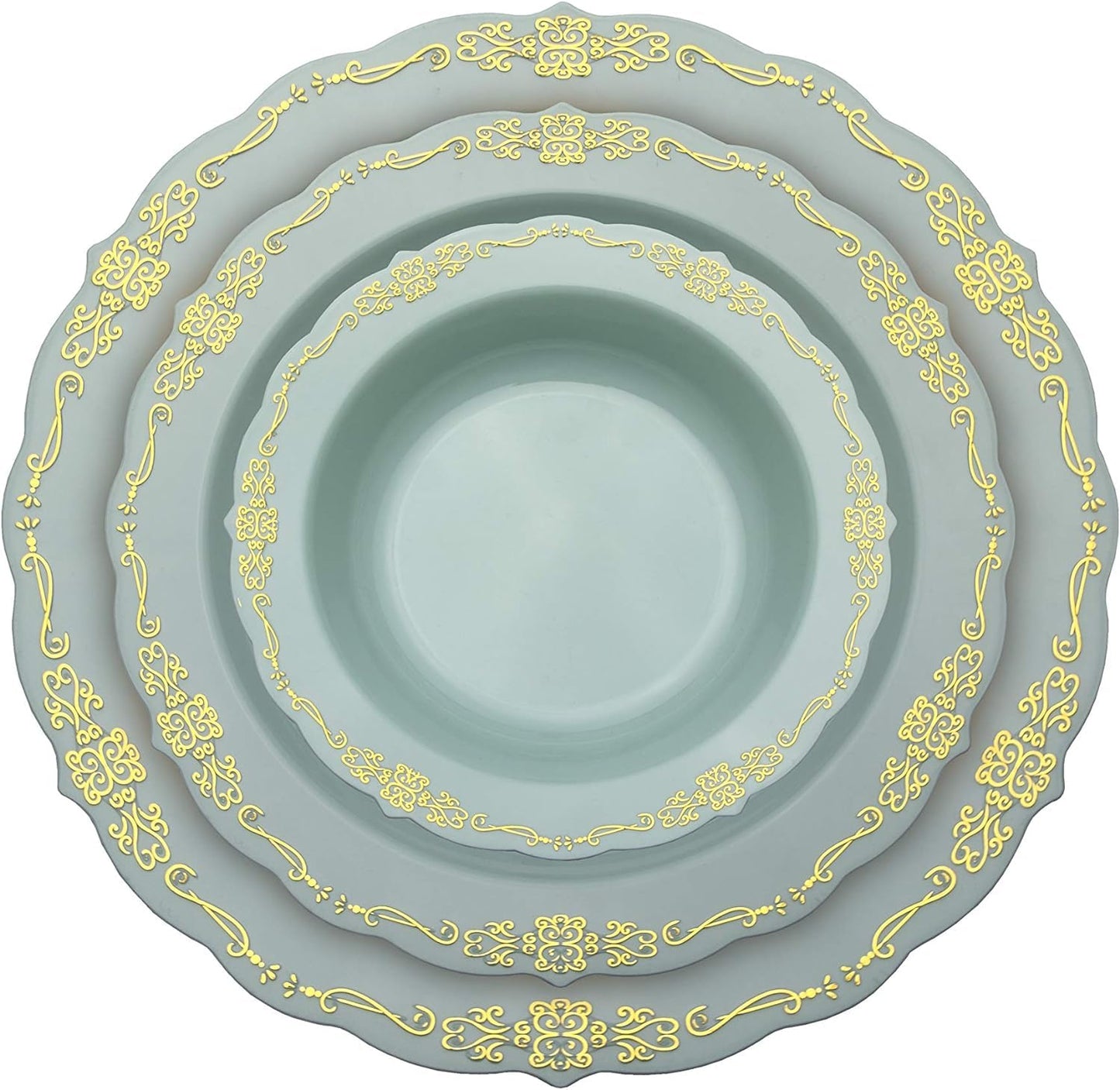 7.5 In. Robin Blue Victorian Design Plates - 20 Ct.