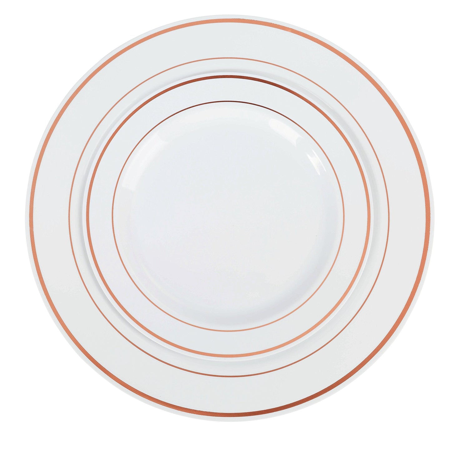 7.5 In. White/Rose Gold Line Design Plates - 10 Ct.