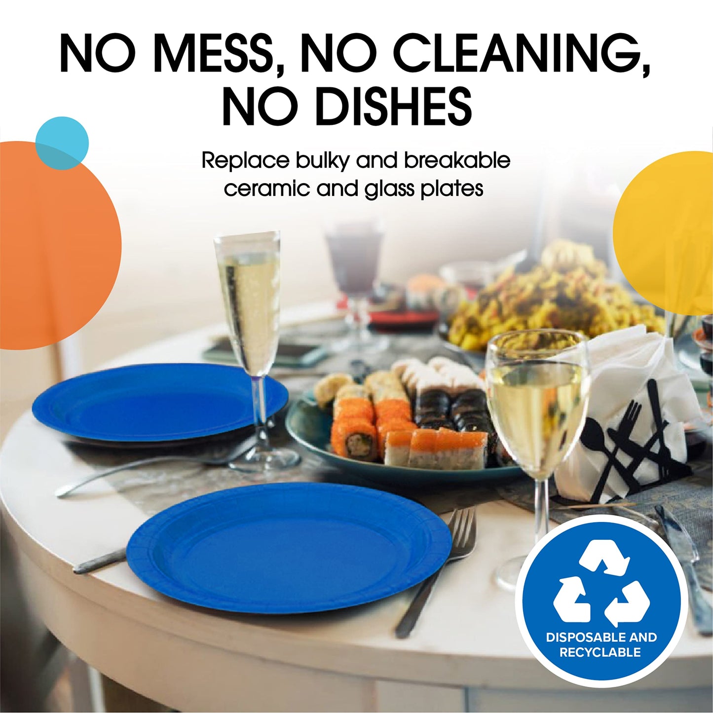 7 In. Dark Blue Paper Plates - 100 Ct.