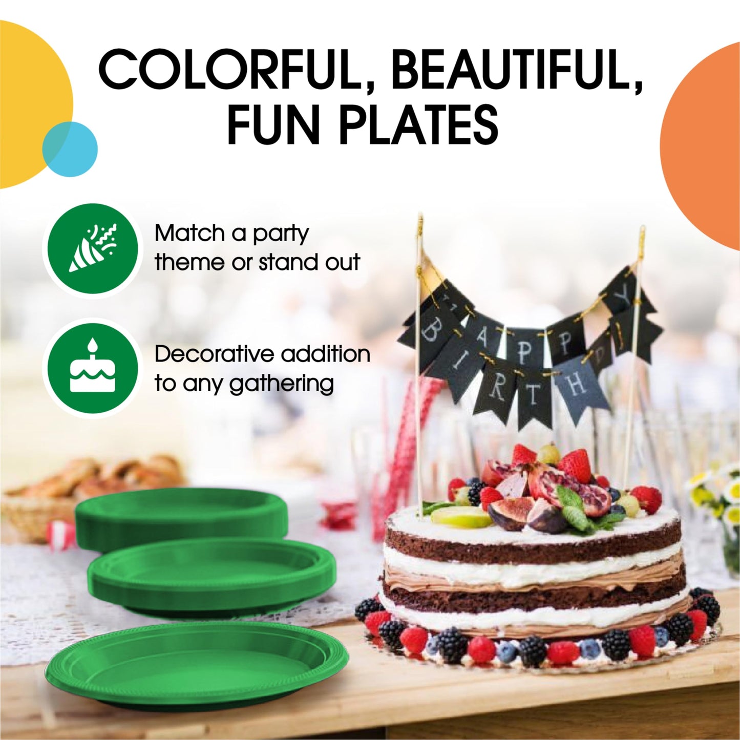 7 In. Emerald Green Plastic Plates - 50 Ct.