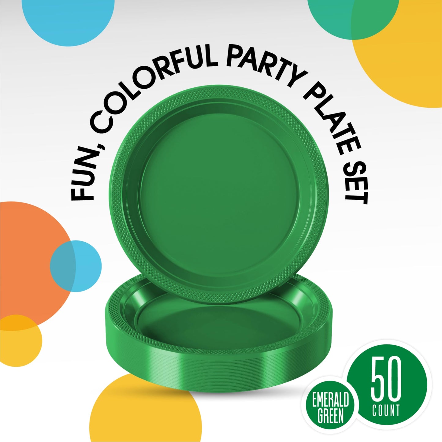 7 In. Emerald Green Plastic Plates - 50 Ct.