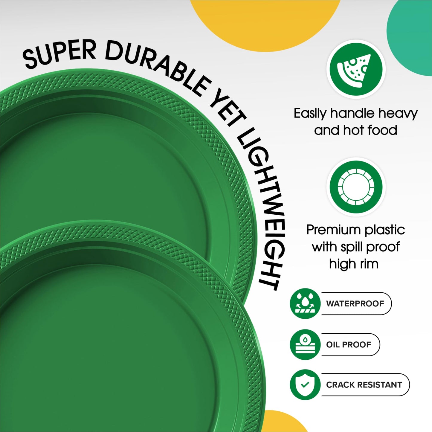 7 In. Emerald Green Plastic Plates - 50 Ct.