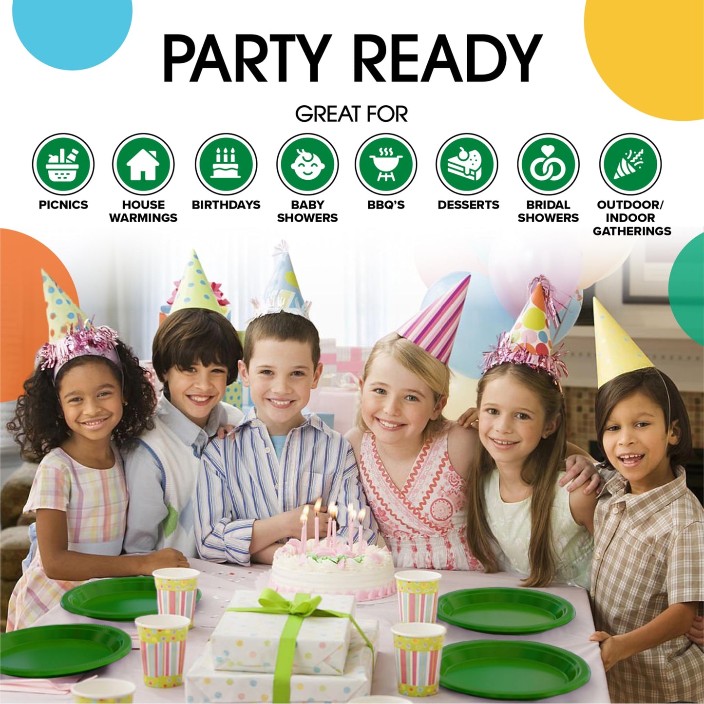7 In. Emerald Green Plastic Plates - 50 Ct.