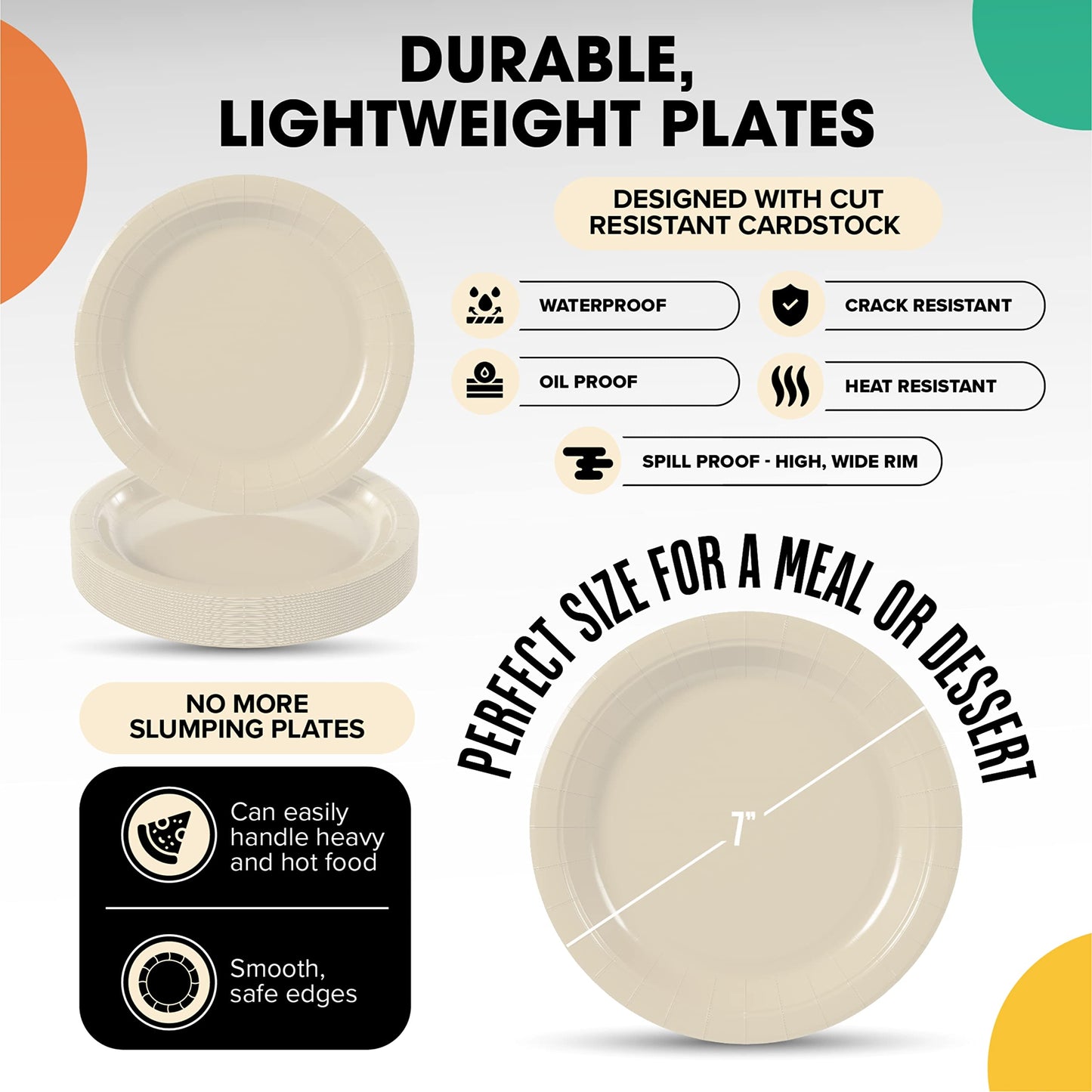 7 In. Ivory Paper Plates - 100 Ct.