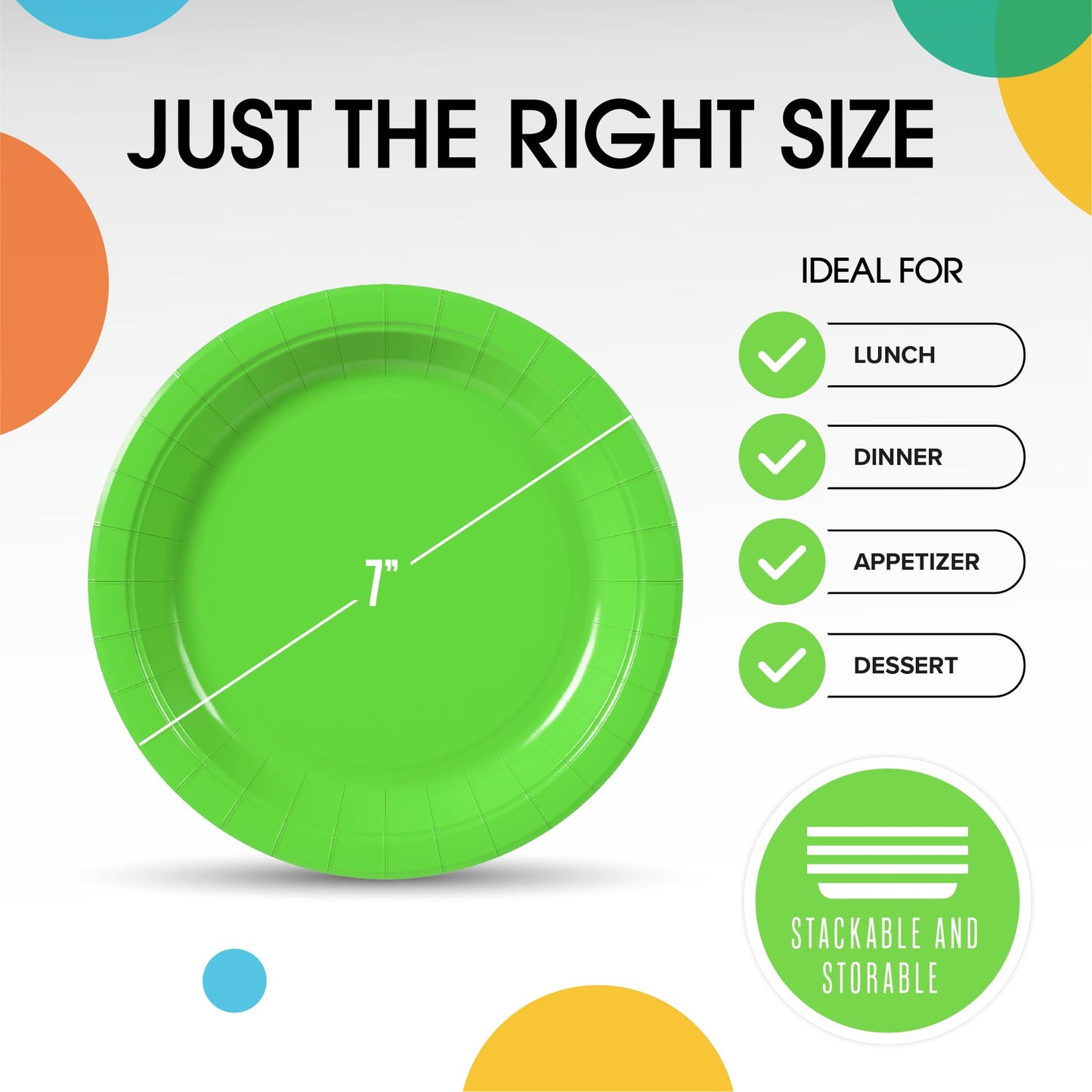 7 In. Lime Paper Plates - 100 Ct.