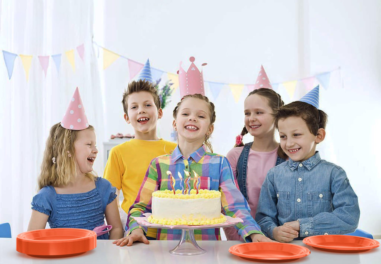 9 In. Orange Plastic Plates - 50 Ct.