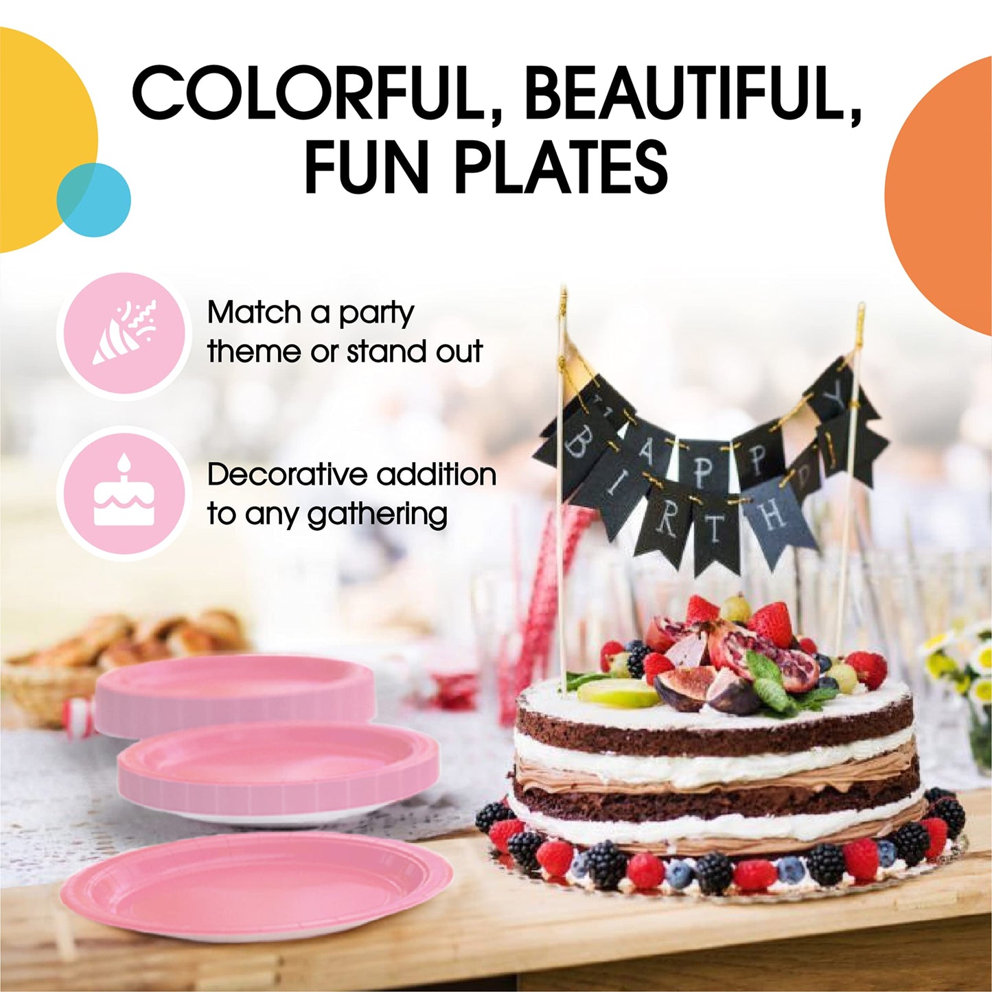 7 In. Pink Paper Plates - 100 Ct.