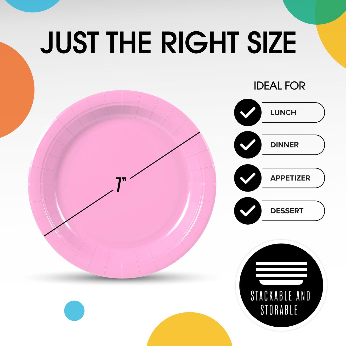 7 In. Pink Paper Plates - 100 Ct.