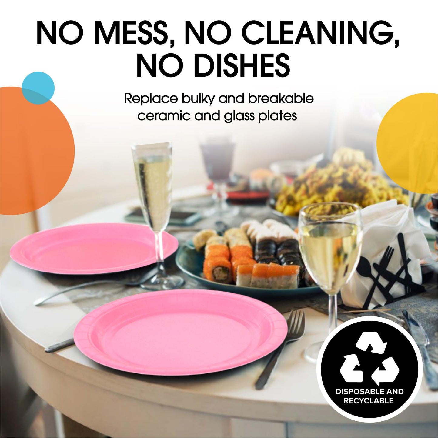 7 In. Pink Paper Plates - 100 Ct.