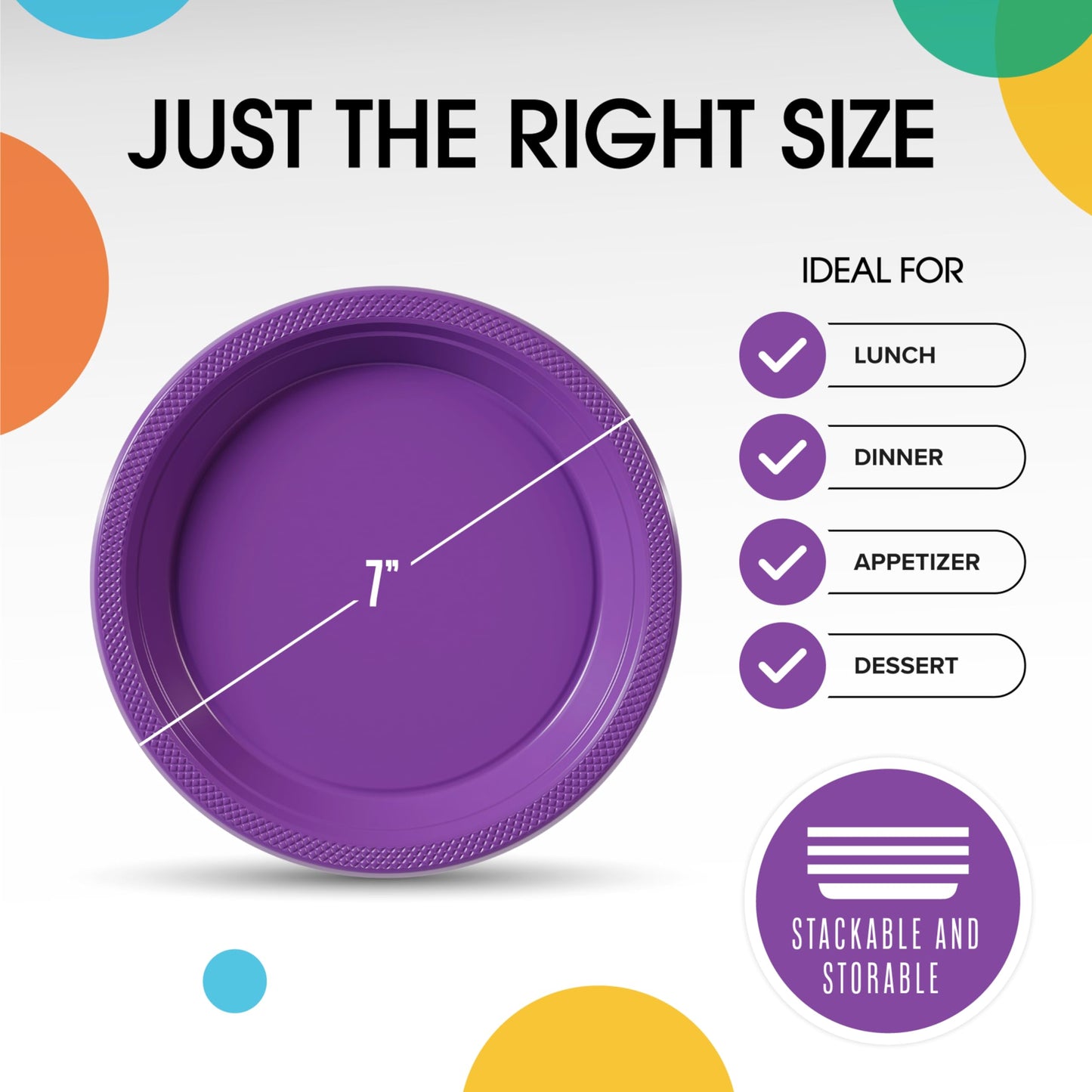 7 In. Purple Plastic Plates - 50 Ct.