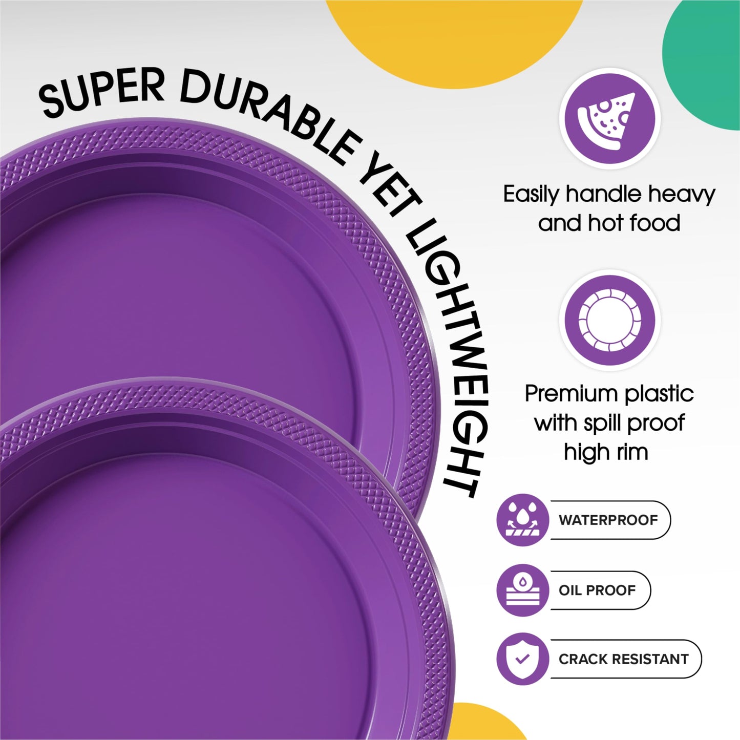 7 In. Purple Plastic Plates - 50 Ct.