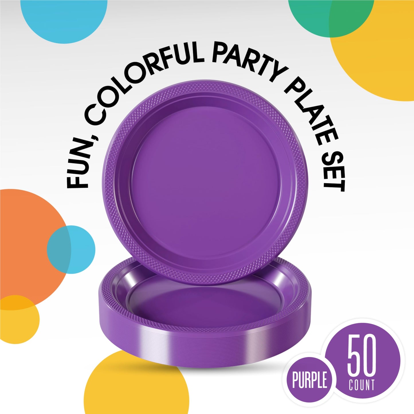 7 In. Purple Plastic Plates - 50 Ct.
