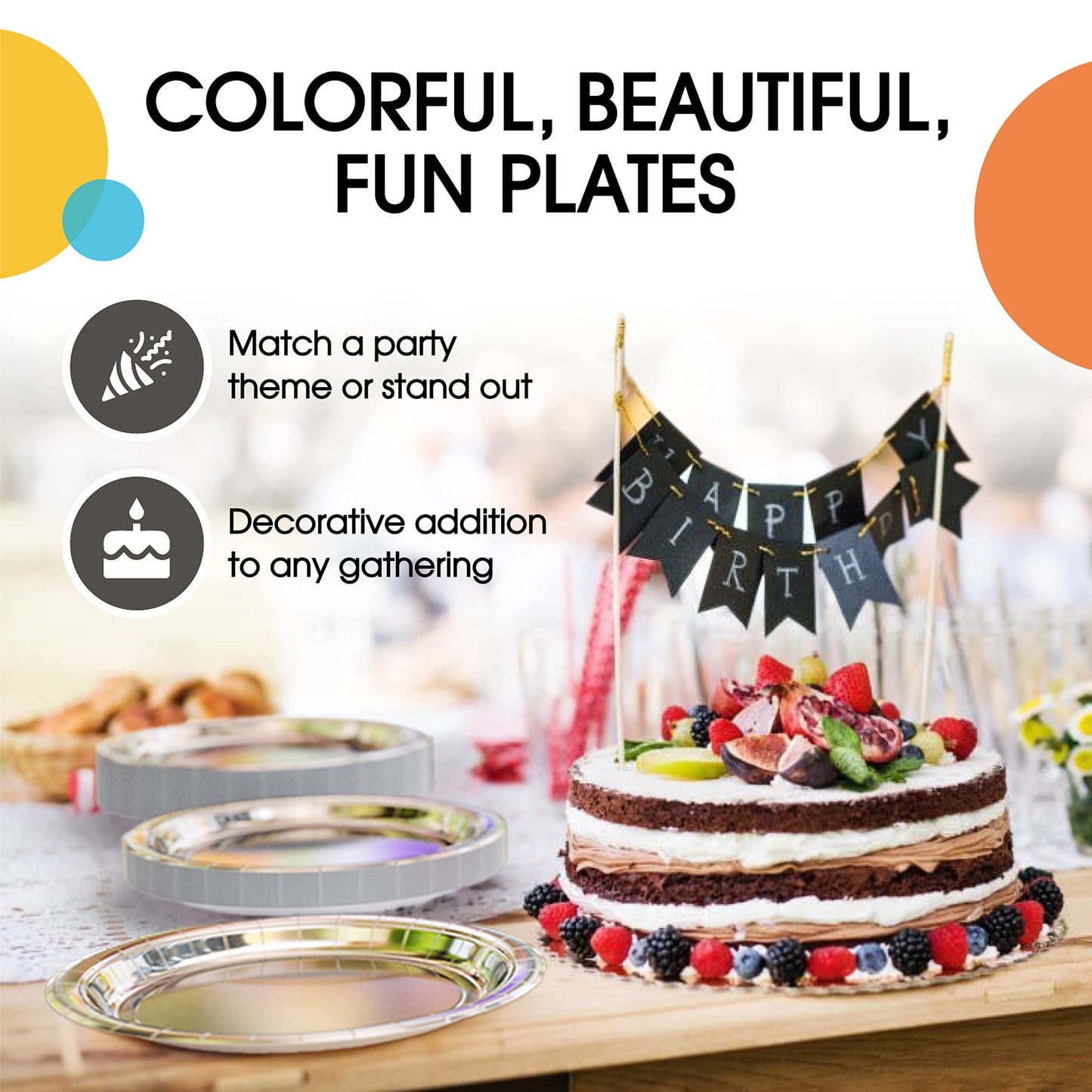 7 In. Reflective Silver Paper Plates - 100 Ct.