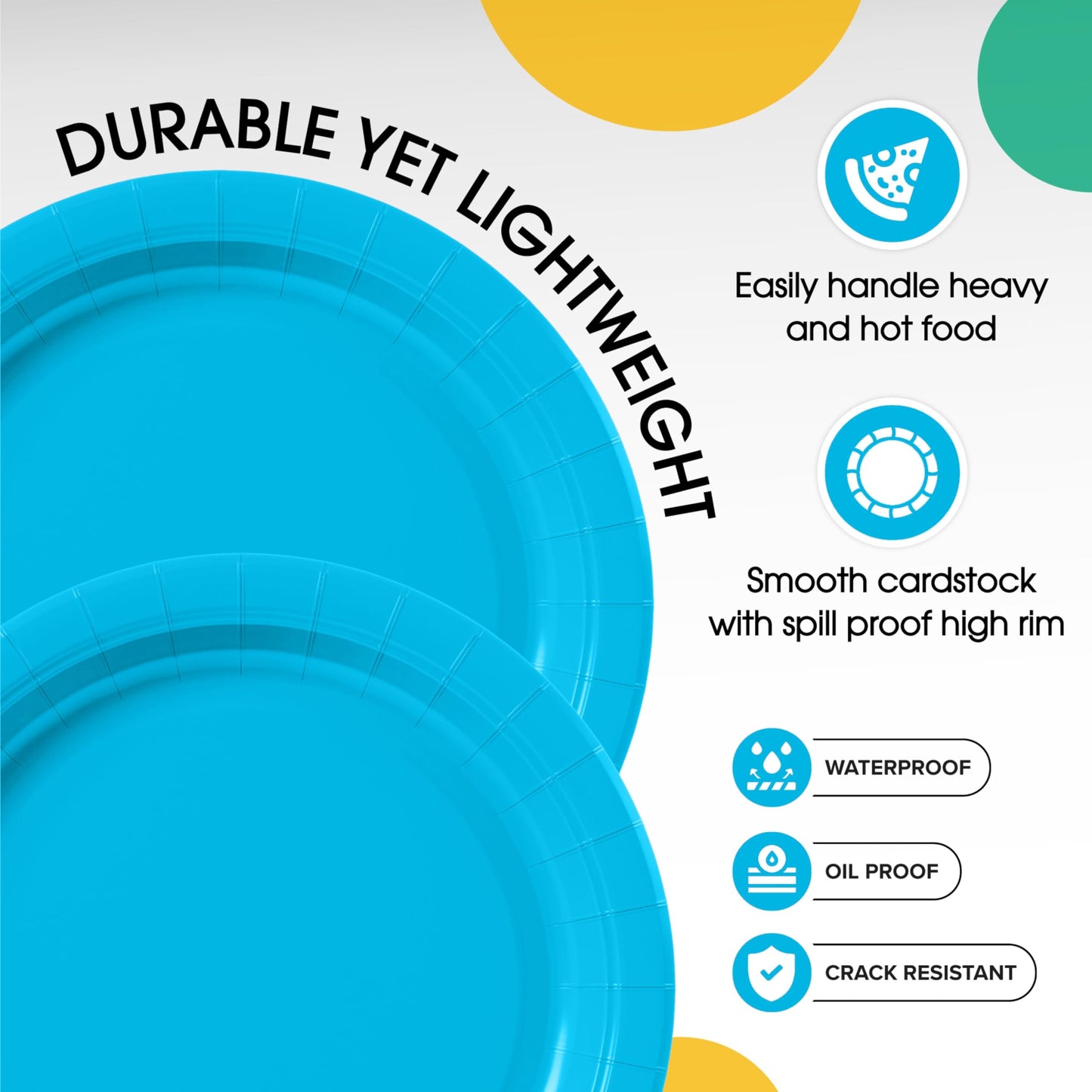 7 In. Turquiose Paper Plates - 100 Ct.
