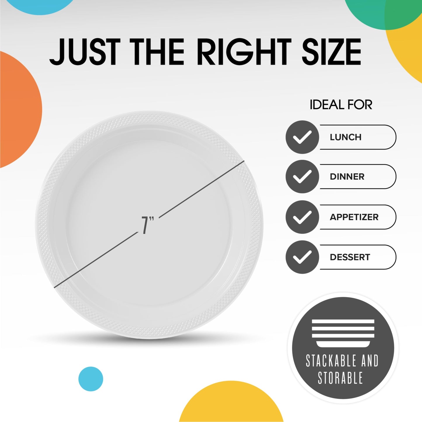 7 In. White Plastic Plates - 50 Ct.