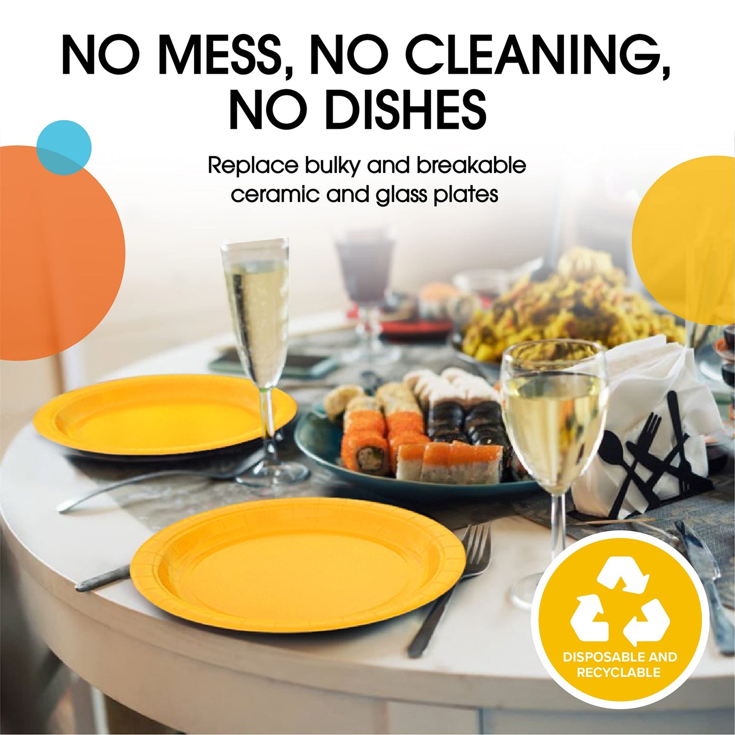 7 In. Yellow Paper Plates - 100 Ct.