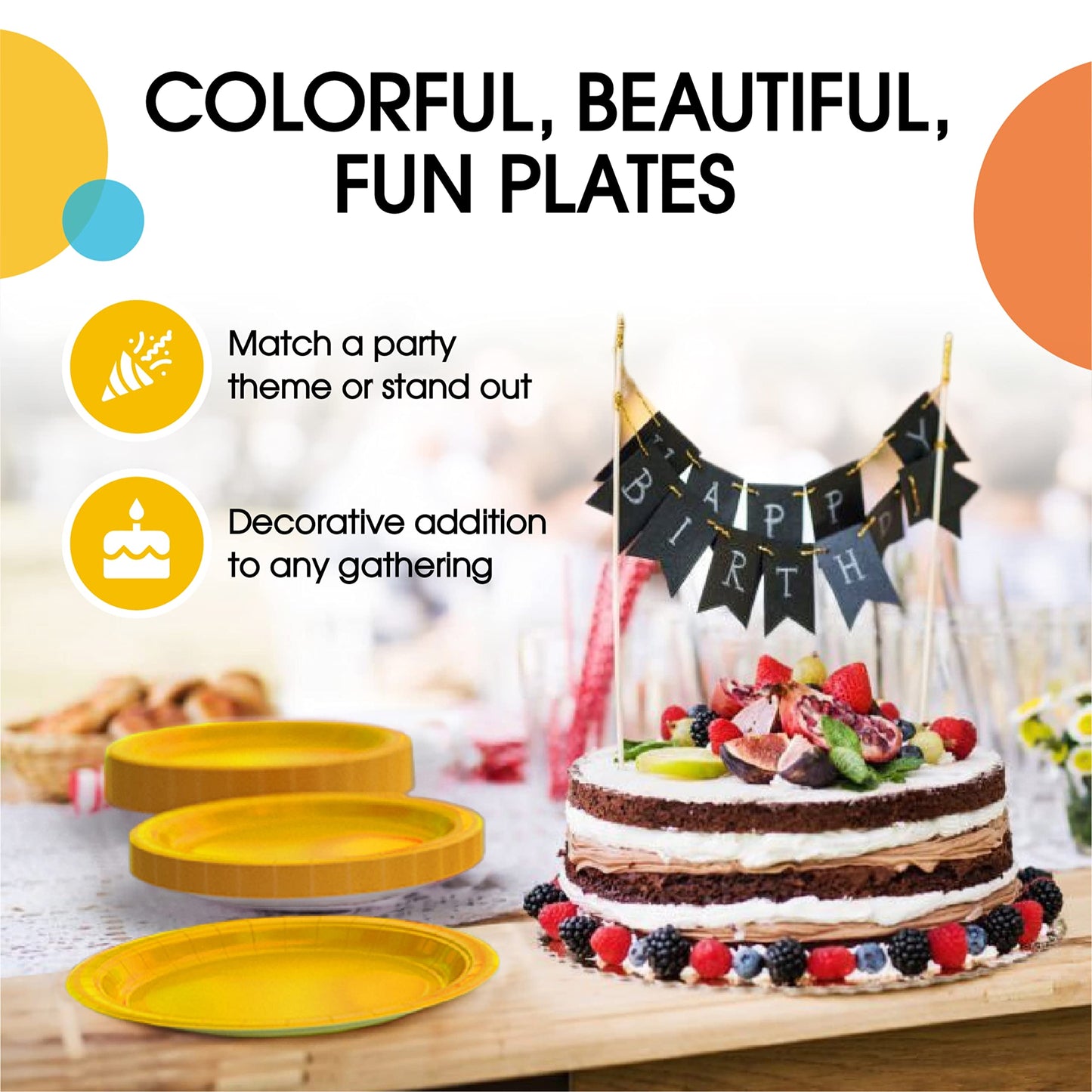 7 In. Yellow Paper Plates - 100 Ct.