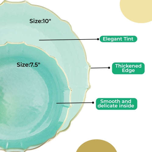 Mint/Gold Petal Plates - Combo Pack 20/20