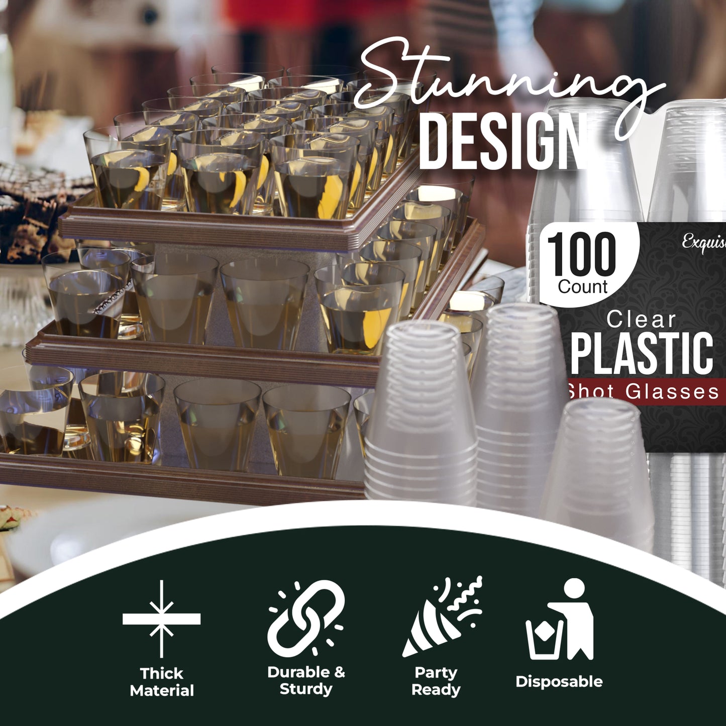2 Oz. Clear Plastic Shot Glasses - 100 Ct.