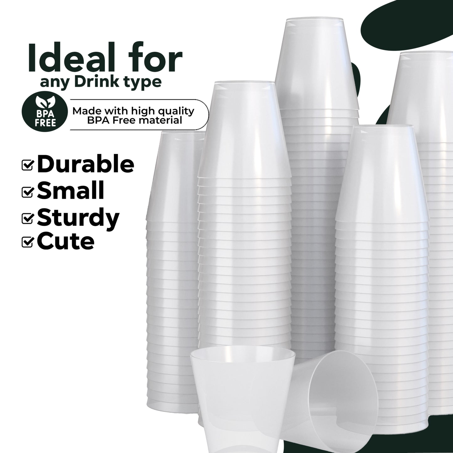 2 Oz. White Pearl Plastic Shot Glasses - 100 Ct.