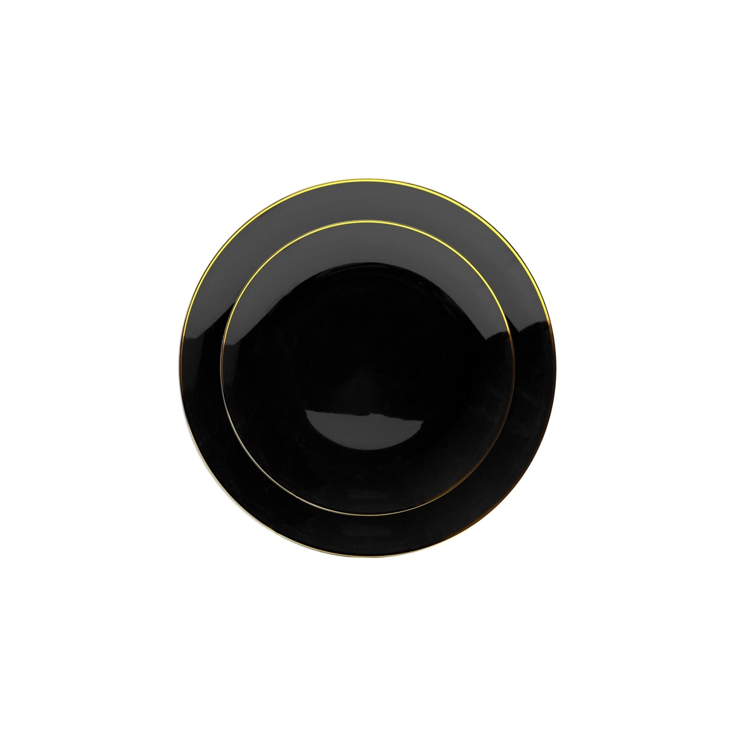 8" Classic Black Design Plates - Gold Rim 10 Ct.