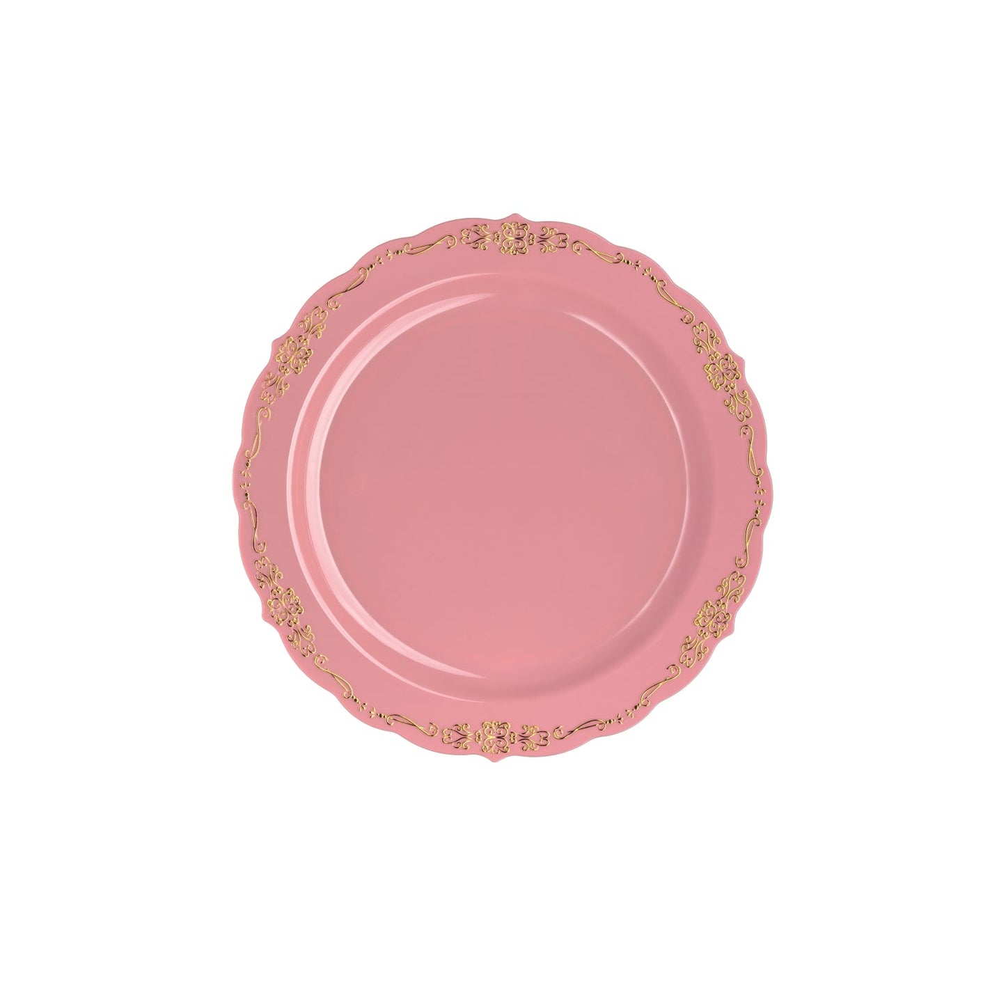 9 In. Coral/Gold Victorian Design Plates - 20 Ct.