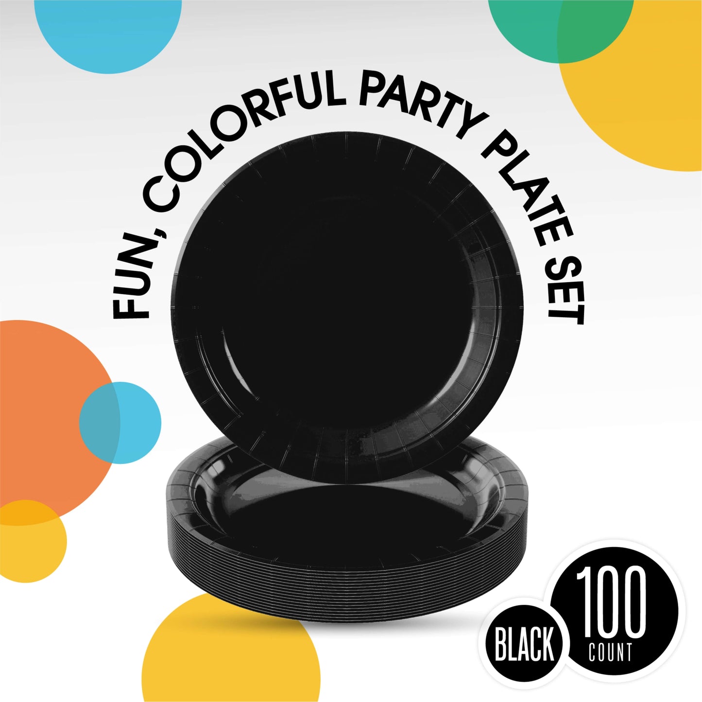 10 In. Black Paper Plates - 100 Ct.
