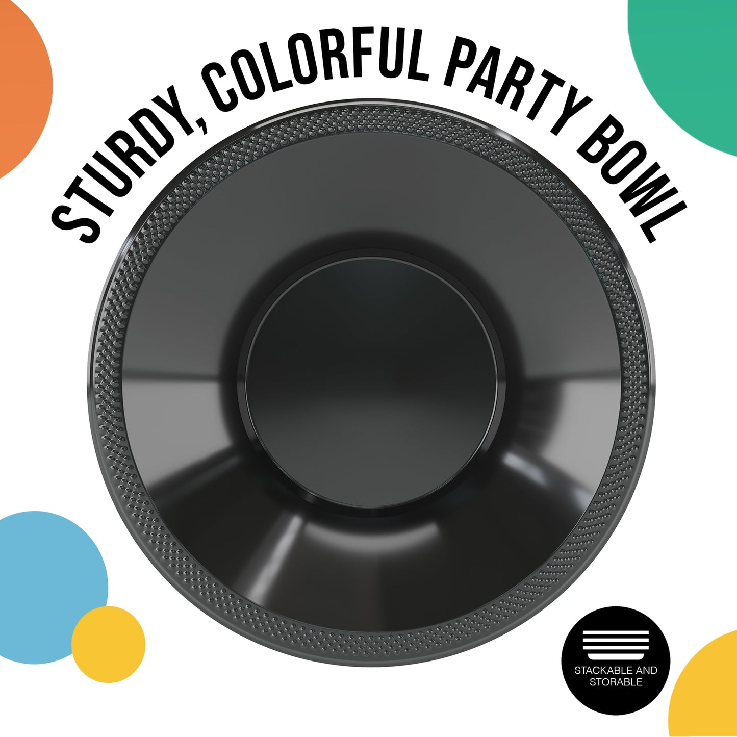 12 oz Black Plastic Bowls 50 Ct.