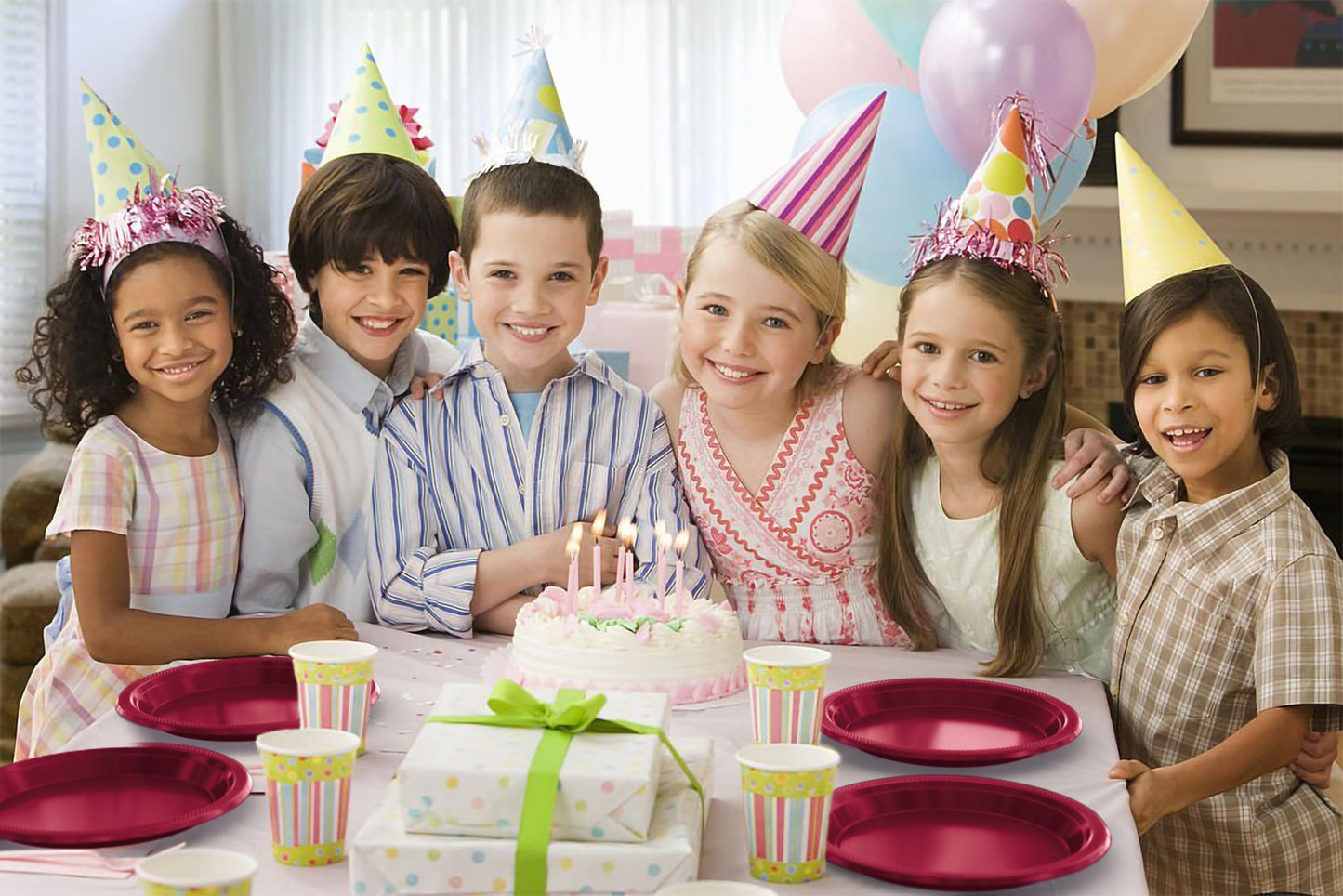 9 In. Burgundy Plastic Plates - 50 Ct.